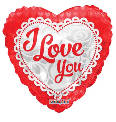 I Love You Embroided Heart Foil Balloons