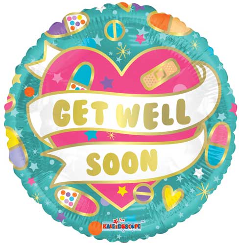 Get Well Soon Heart Foil Balloons