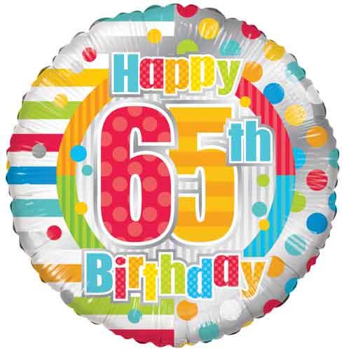 65th Birthday Dots & Lines Foil Balloons