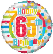 65th Birthday Dots & Lines Foil Balloons