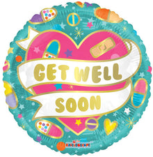 Get Well Soon Hearts Foil Balloons