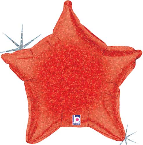 Holographic Red Star Foil Balloons