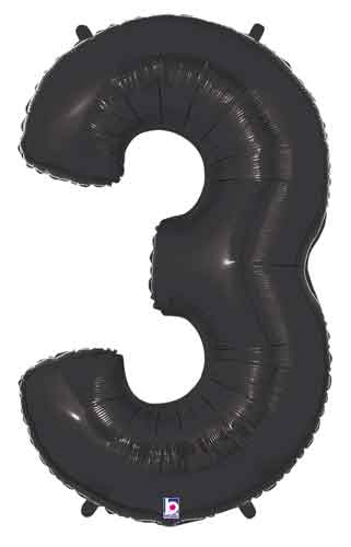 Megaloon Black Number 3 Balloons