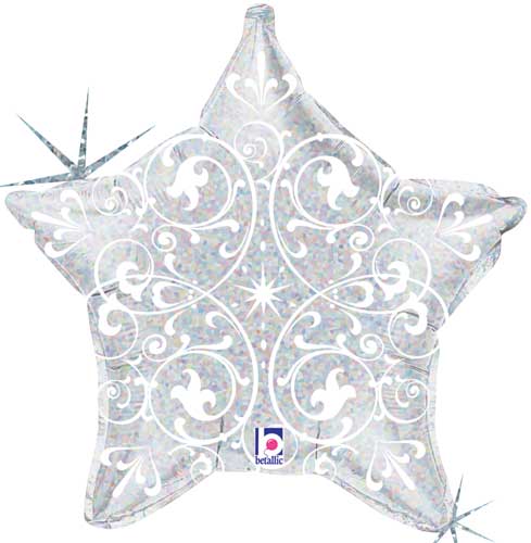 Filigree Silver Star Foil Balloons