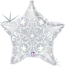 Filigree Silver Star Foil Balloons