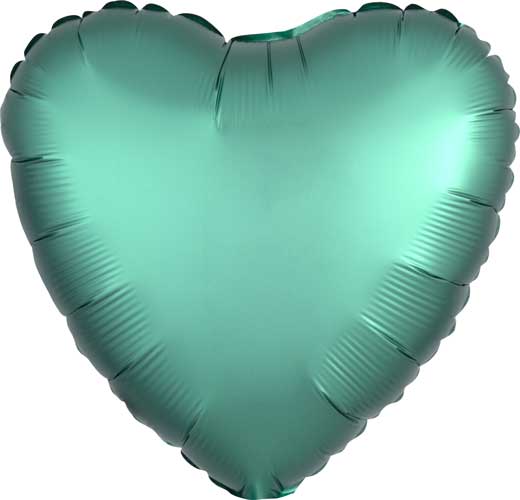 Jade Satin Heart Foil Balloons