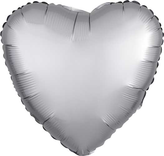 Platinum Satin Heart Foil Balloons