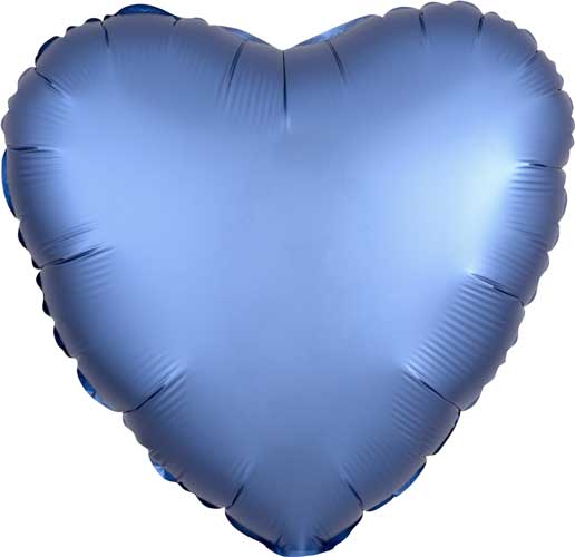 Azure Satin Heart Foil Balloons