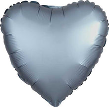 Steel Blue Satin Heart Foil Balloons