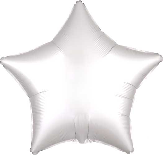 19 inch White Satin Star Foil Balloons