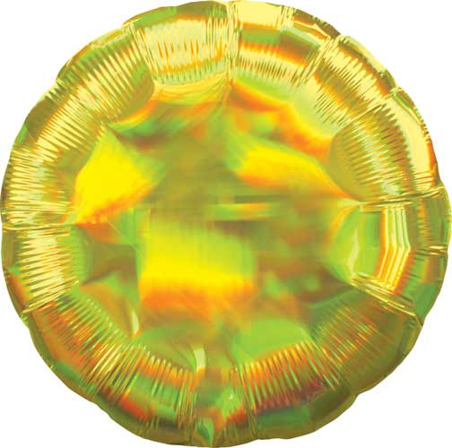 17 inch Yellow Iridescent Round Foil Balloons