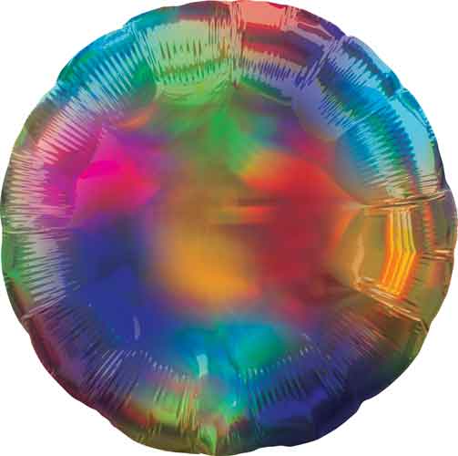 17 inch Rainbow Iridescent Round Foil Balloons