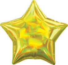 19 inch Yellow Iridescent Star Foil Balloons