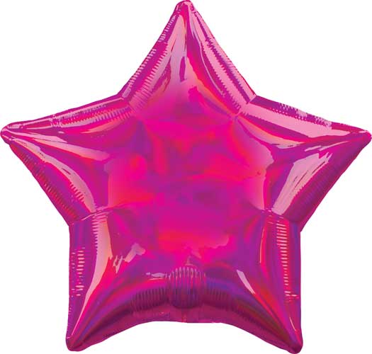 19 inch Magenta Iridescent Star Foil Balloons