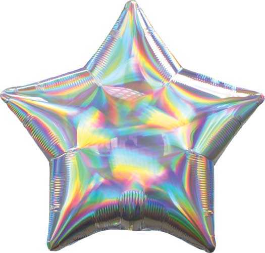 19 inch Silver Iridescent Star Foil Balloons