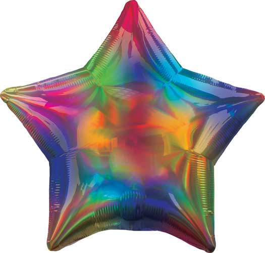 19 inch Rainbow Iridescent Star Foil Balloons