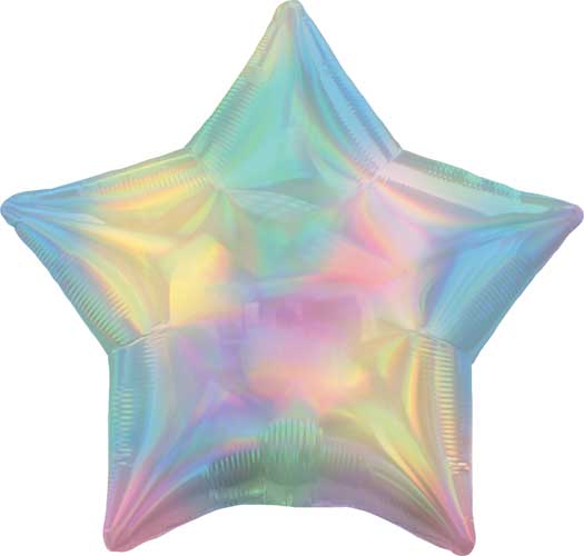 19 inch Rainbow Pastel Iridescent Star Foil Balloons