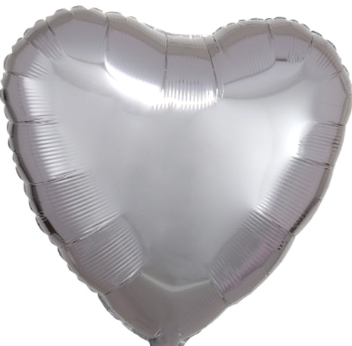 18 inch Metallic Silver Hearts