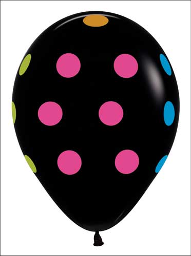 Neon Polka Dots On Black Latex