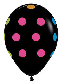 Neon Polka Dots On Black Latex