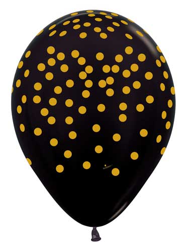 Gold Confetti On Black Balloons