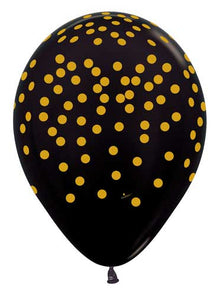 Gold Confetti On Black Balloons