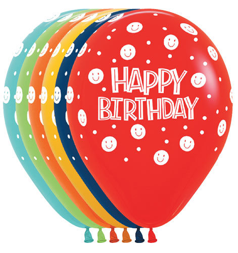 11 inch Smiley Face Birthday Assortment