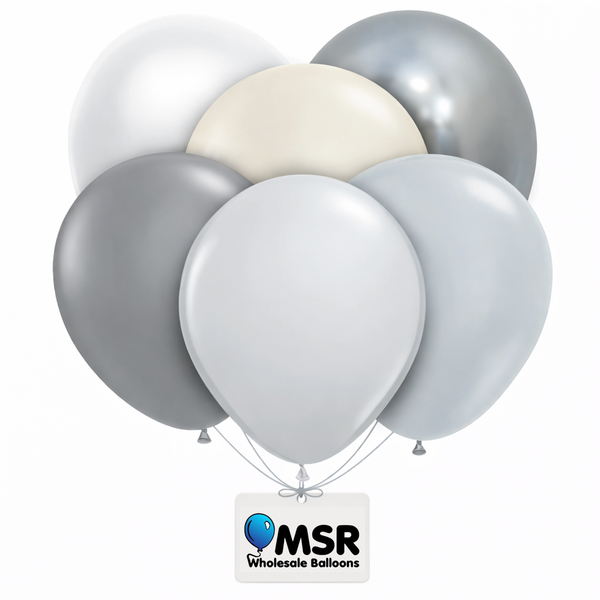 Gray & Silver Latex Balloons