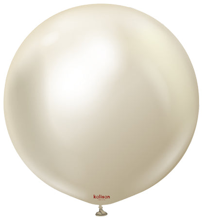 24 Mirror White Gold Kalisan Balloons (2 pack)