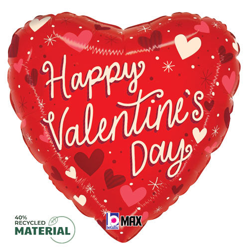 Valentine Striped Hearts Foil Balloons