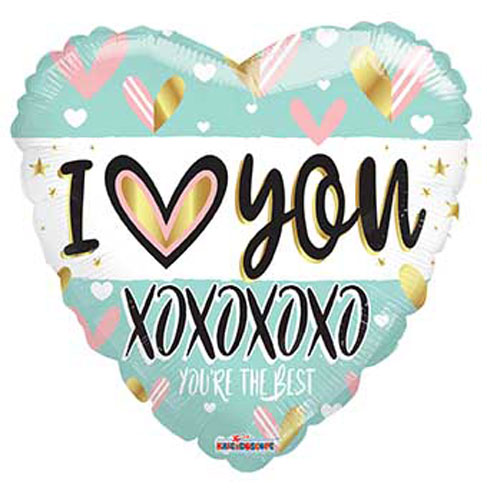 I Love You Turquoise Heart Foil Balloons