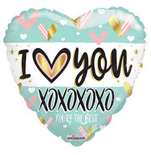 I Love You Turquoise Heart Foil Balloons